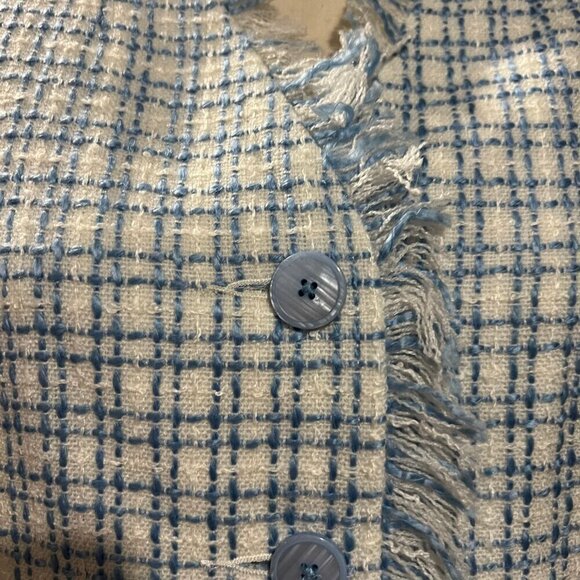 Women's Beautiful Spring Fashion Instinct Blue & White Tweed Blazer, Size 8 - Picture 6 of 10